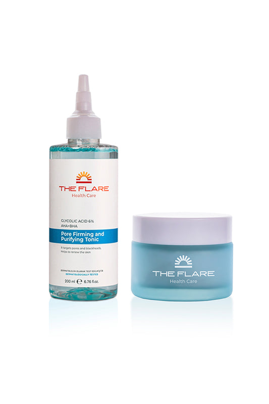 Gözenek Sıkılaştırıcı Arındırıcı Tonik ve Yüz Cilt Bakım Kremi Eşitleyici Aydınlatıcı krem - The Flare Health Care