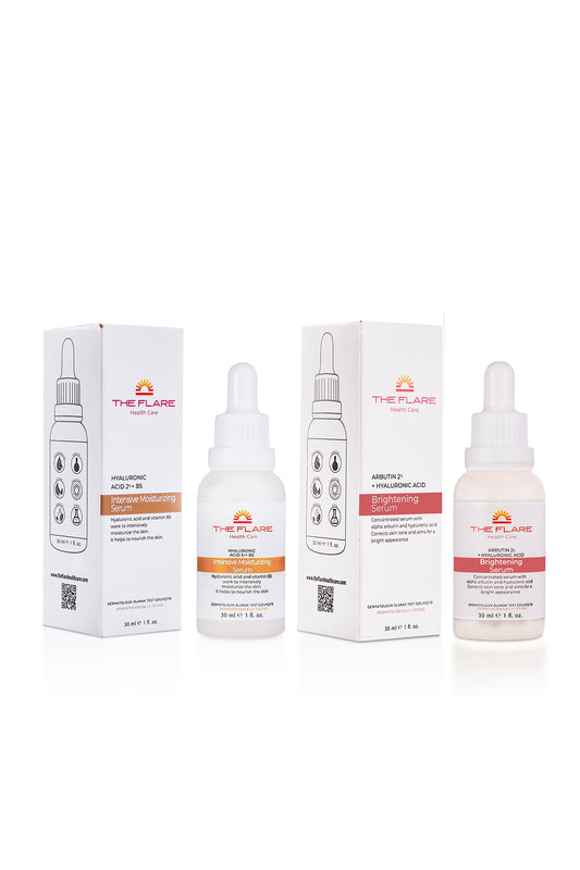 Leke Karşıtı Cilt Tonu Eşitleyici Cilt Bakım Serumu 30 Ml (Arbutin %2 + Hyaluronic Acid) Seti - The Flare Health Care