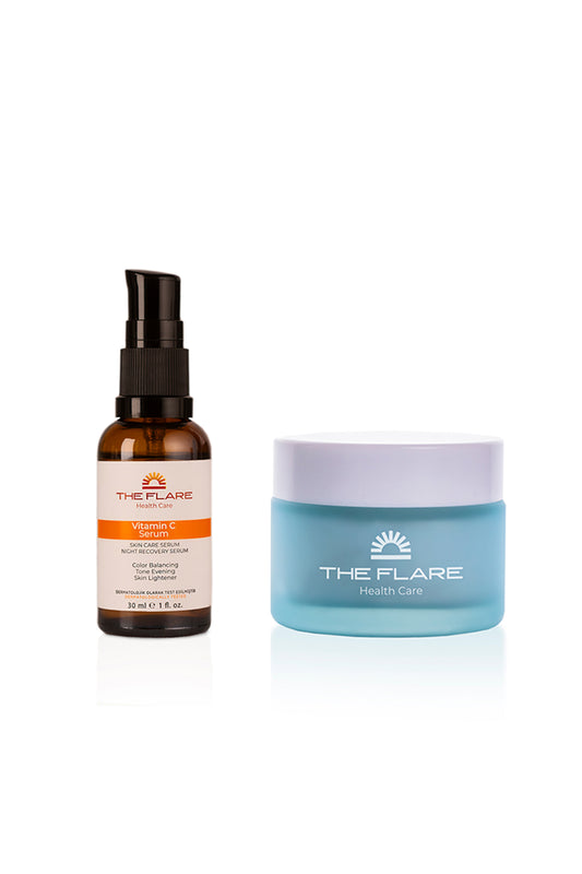 Cilt Tonu Eşitleyici Ve %10 C Vitamini Serum & Nemlendirici Yüz Cilt Bakım Kremi Eşitleyici - The Flare Health Care