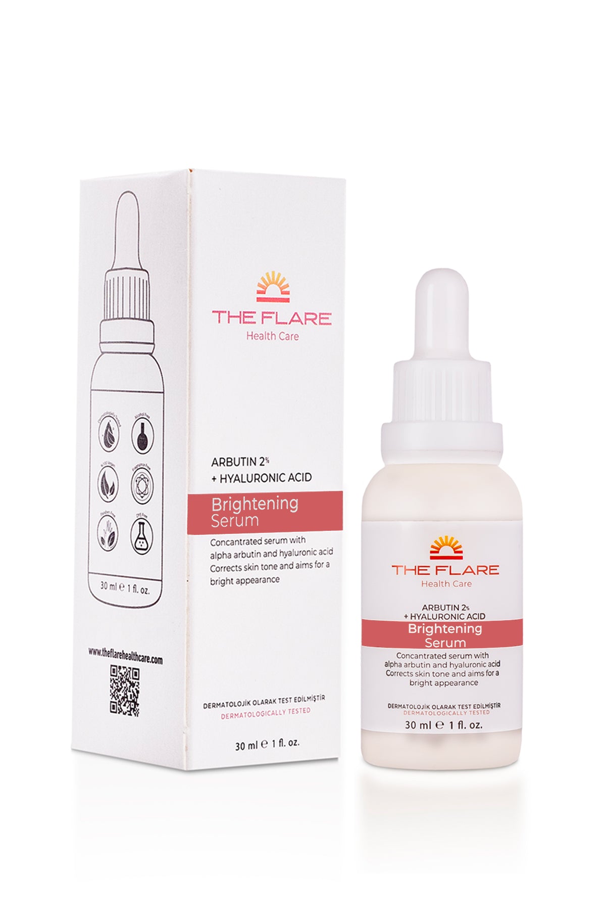 Leke Karşıtı Cilt Tonu Eşitleyici Cilt Bakım Serumu 30 Ml (Arbutin %2 + Hyaluronic Acid) - The Flare Health Care