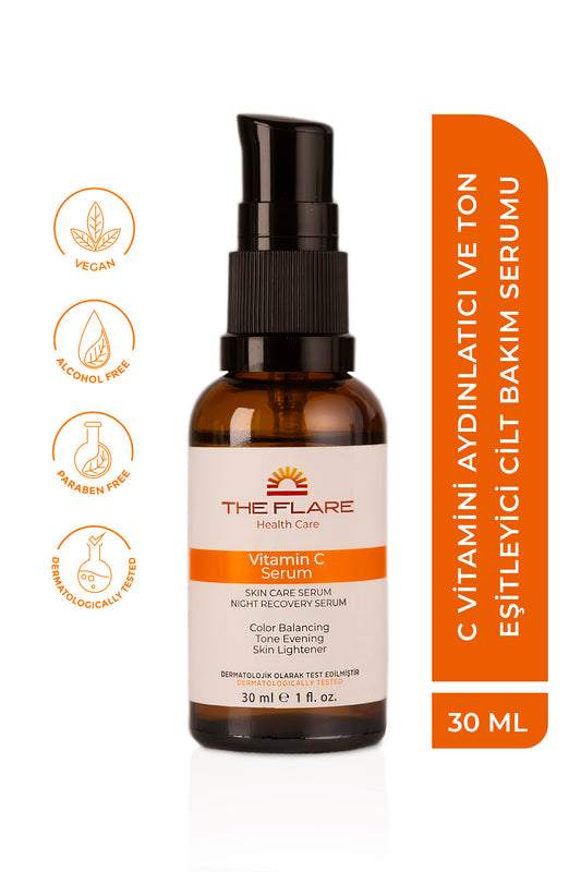 Cilt Tonu Eşitleyici Ve Aydınlatıcı %10 C Vitamini Serum 30 ml c vitamini - The Flare Health Care