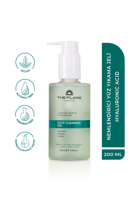 Hyaluronic Acid ve Provitamin B5 ile Zenginleştirilmiş  Yüz Yıkama Jeli  Tüm Ciltler 200 ml - The Flare Health Care